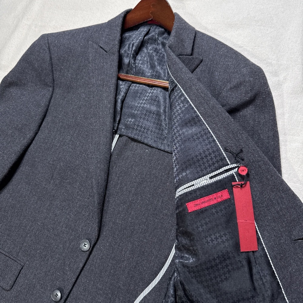 JOHN VARVATOS Mens Tweed Blazer Sport Coat Peak Lapel Size 40R Classic Suit